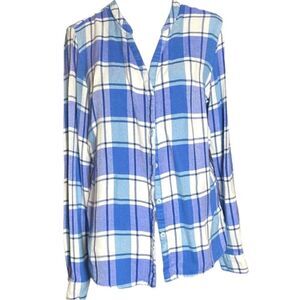 Kenneth Cole Blue and White Plaid Blouse